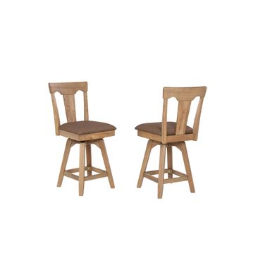 Brownstone 24 Inch Seat Height Panel Back Swivel Counter Stool with Upholstered Seat In Warm Brown