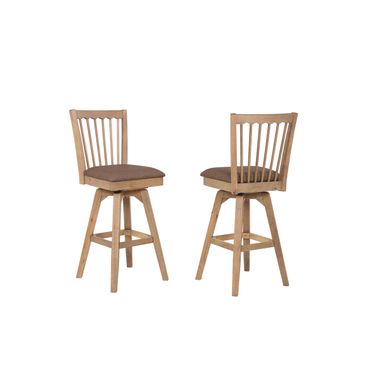 Brownstone 30 Inch Seat Height Panel Back Swivel Barstool with Upholstered Seat In Warm Brown