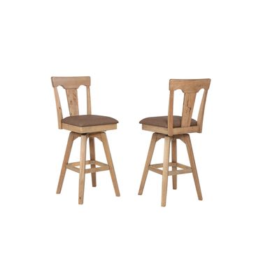 Brownstone 30 Inch Seat Height Spindle Back Swivel Barstool with Upholstered Seat In Warm Brown