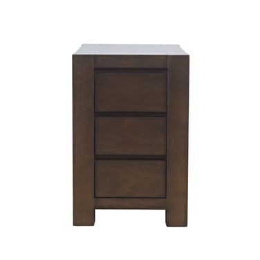 Brownstone Block-Frame Chairside End Table with Storage Drawers In Chocolate Brown