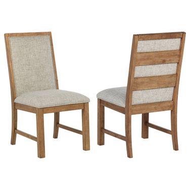 Bruner Upholstered Side Chair Set of 2 In Natural Brown and Oatmeal