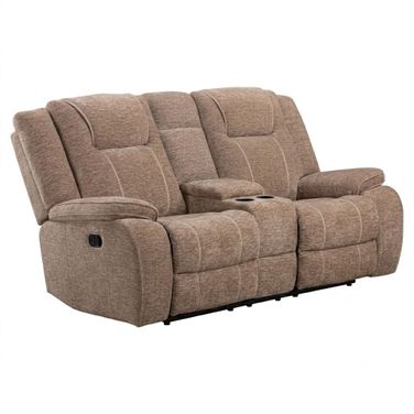 Bruno Manual Console Loveseat In Plush Tobacco