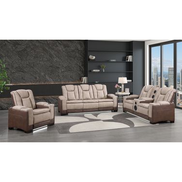 Bruno Power Reclining Living Room Set In Brown