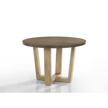 Brutus 47 Inch Round Dining Table with Wheat Colored Base In Vintage Walnut
