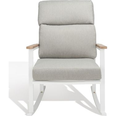 Brutus Rocking Chair In White and Light Grey