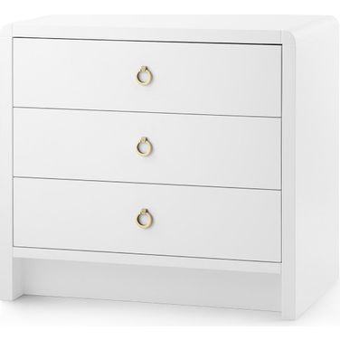 Bryant 3-Drawer Side Table In White Pearl