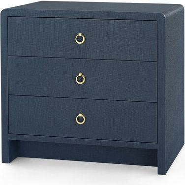 Bryant Linen 3-Drawer Side Table In Blue Steel