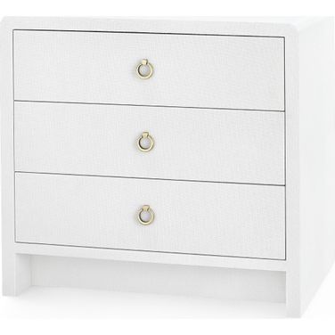 Bryant Linen 3-Drawer Side Table In Chiffon White