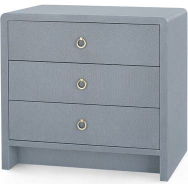 Bryant Linen 3-Drawer Side Table In Winter Gray