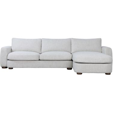Bryce 114 Inch Canvas Linen Upholstery Wood Modern RAF Sectional In Beige and Brown