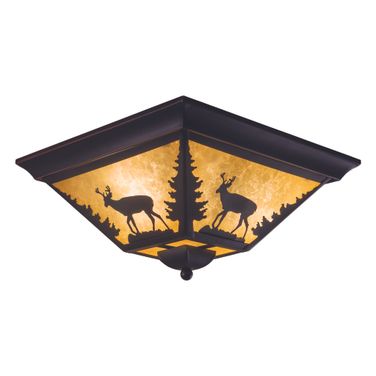 Bryce 14 Inch Deer Flush Mount Ceiling Light In Burnished Bronze