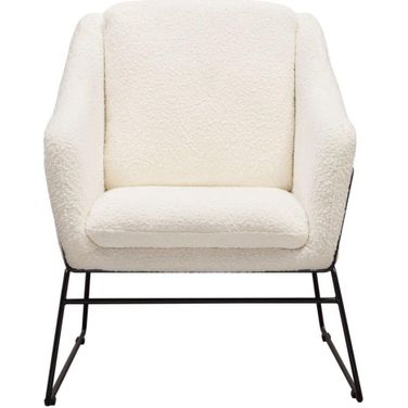 Bryce Accent Chair In Ivory Boucle Wrapped In Black Powder Coated Metal Frame