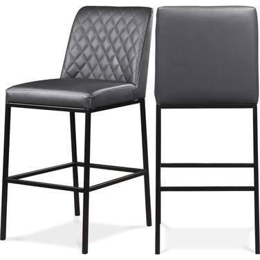 Bryce Vegan Leather Stool Set of 2 In Grey