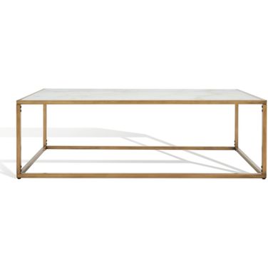 Brynna Rectangle Marble Coffee Table In Bronze And White