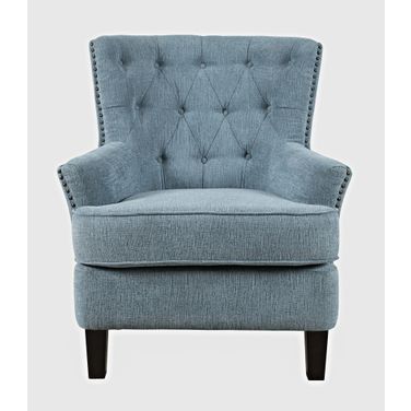 Bryson Upholstered Accent Chair with Nailhead Trim In Blue