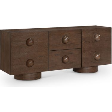 Bubble Rubberwood with Oak Veneer Sideboard/Buffet In Brown