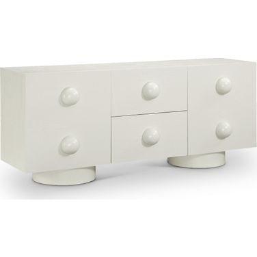 Bubble Rubberwood with Oak Veneer Sideboard/Buffet In Cream