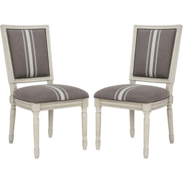 Buchanan Beige and Rustic Grey 19 Inch French Brasserie Linen Side Chair Set of 2