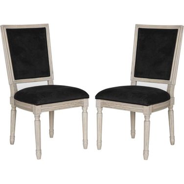 Buchanan Black and Rustic Grey French Brasserie Velvet Rect Side Chair Set of 2