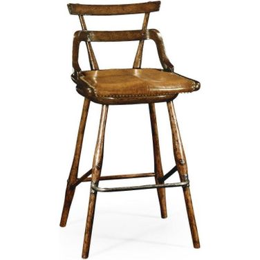 Buckingham Oak Barstool With Studded Leather Seat 494315-SC-TDO