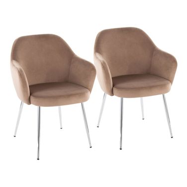 Buena Dining Chair Set of 2 In Brown and Chrome