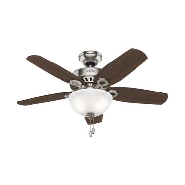Builder 42 Inch Ceiling Fan with LED Light Kit and Pull Chain In Brushed Nickel and Brazilian Cherry