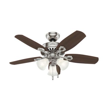 Builder 42 Inch Ceiling Fan with LED Light Kit and Pull Chain In Brushed Nickel and Brazilian Cherry