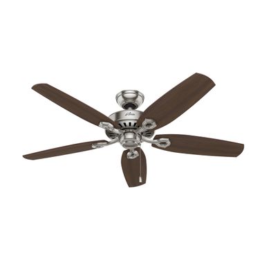Builder 52 Inch Ceiling Fan and Pull Chain In Brushed Nickel and Brazilian Cherry