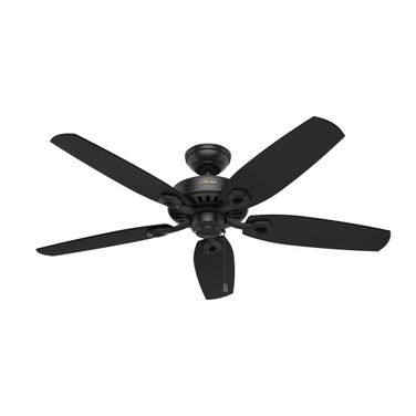 Builder 52 Inch Ceiling Fan and Pull Chain In Matte Black and Peppered Walnut