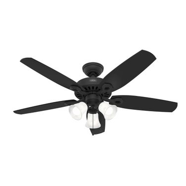 Builder 52 Inch Ceiling Fan with LED Light Kit and Pull Chain In Matte Black