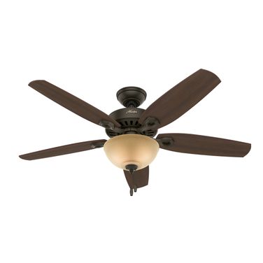 Builder 52 Inch Ceiling Fan with LED Light Kit and Pull Chain In New Bronze and Brazilian Cherry