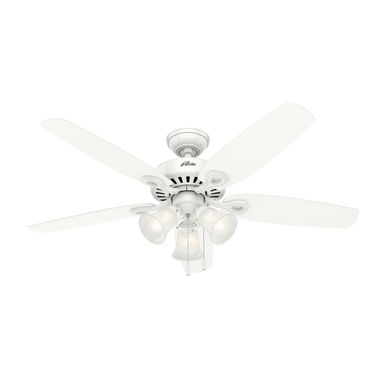 Builder 52 Inch Ceiling Fan with LED Light Kit and Pull Chain In Snow White