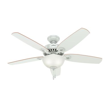 Builder 52 Inch Ceiling Fan with LED Light Kit and Pull Chain In White