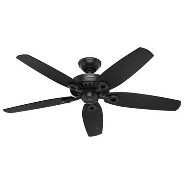 Builder 52 Inch Damp Rated Ceiling Fan and Pull Chain In Matte Black