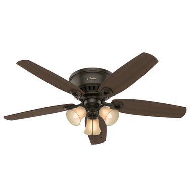 Builder 52 Inch Low Profile Ceiling Fan with LED Light Kit and Pull Chain In New Bronze and Brazilian Cherry