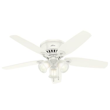 Builder 52 Inch Low Profile Ceiling Fan with LED Light Kit and Pull Chain In Snow White