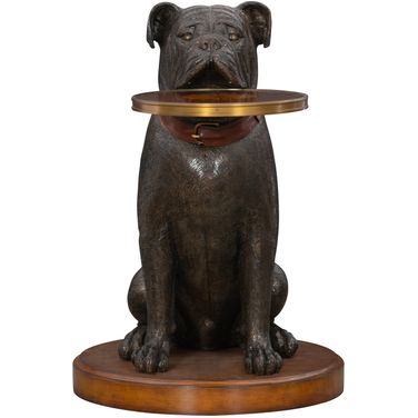 Bulldog Accent Table In Metallic Brown and Brass