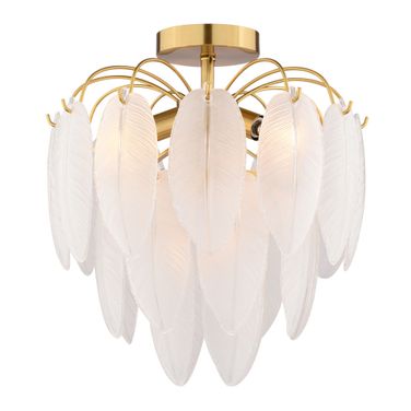 Burbank 13.5 Inch 4 Light Semi-Flush Mount In Muted Gold