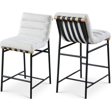 Burke Boucle Fabric Counter Stool In Cream