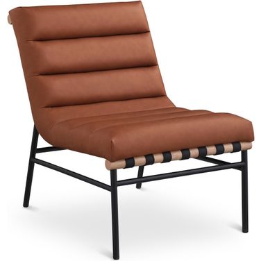 Burke Vegan Leather Accent Chair In Cognac