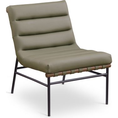 Burke Vegan Leather Accent Chair In Olive