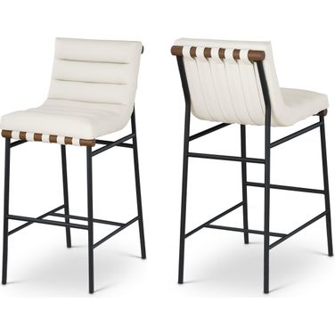 Burke Vegan Leather Barstool In Cream