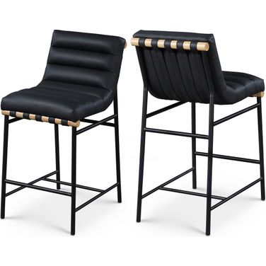 Burke Vegan Leather Counter Stool In Black