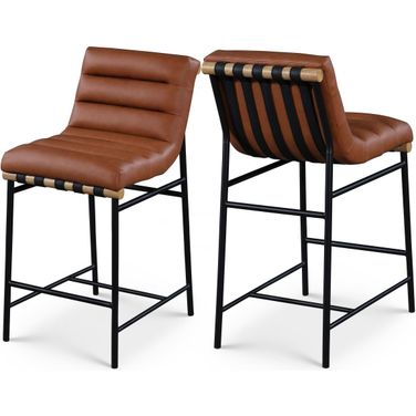 Burke Vegan Leather Counter Stool In Cognac