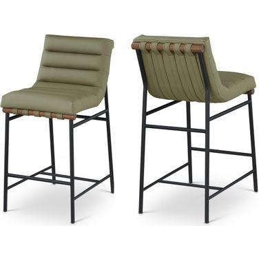 Burke Vegan Leather Counter Stool In Green