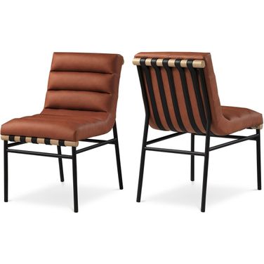 Burke Vegan Leather Dining Chair Set of 2 In Cognac