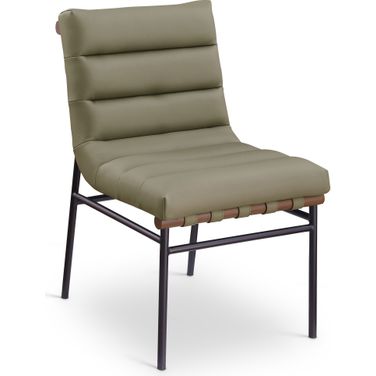 Burke Vegan Leather Dining Chair Set of 2 In Olive