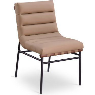 Burke Vegan Leather Dining Chair Set of 2 In Tan