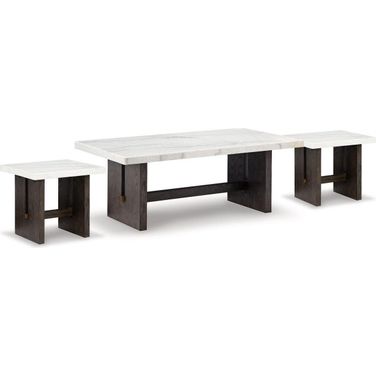 Burkhaus Occasional Table Set In White and Dark Brown