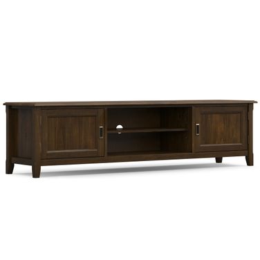 Burlington Solid Wood 72 Inch Low TV Media Stand In Mahogany Brown